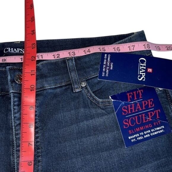 Chaps Fit Shape Sculpt Slimming Capri Jeans Size 16 Dark Wash Denim Comfortable - Picture 10 of 11